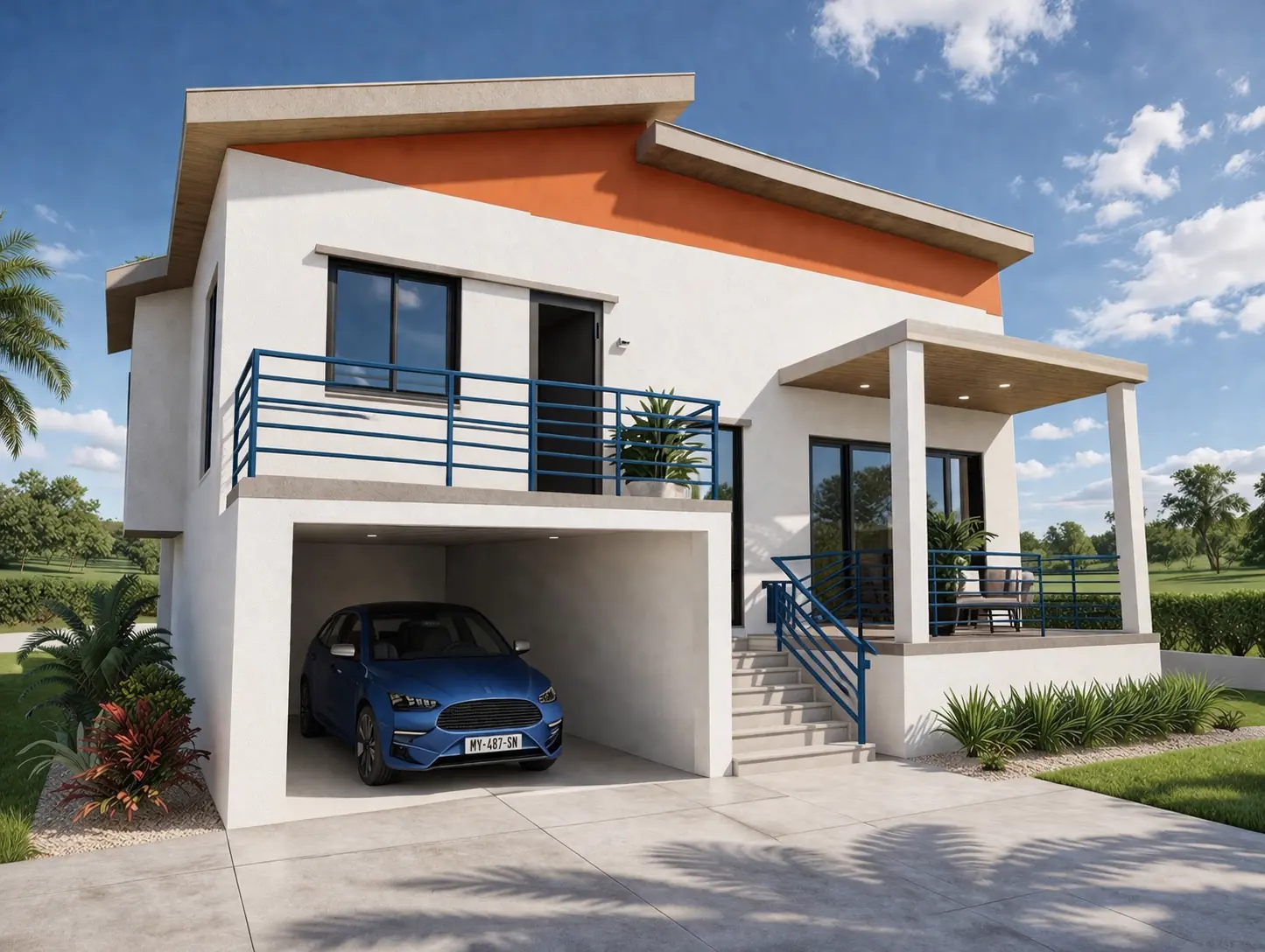 Dos Alas home elevation at Brunswick Gardens in Carriacou