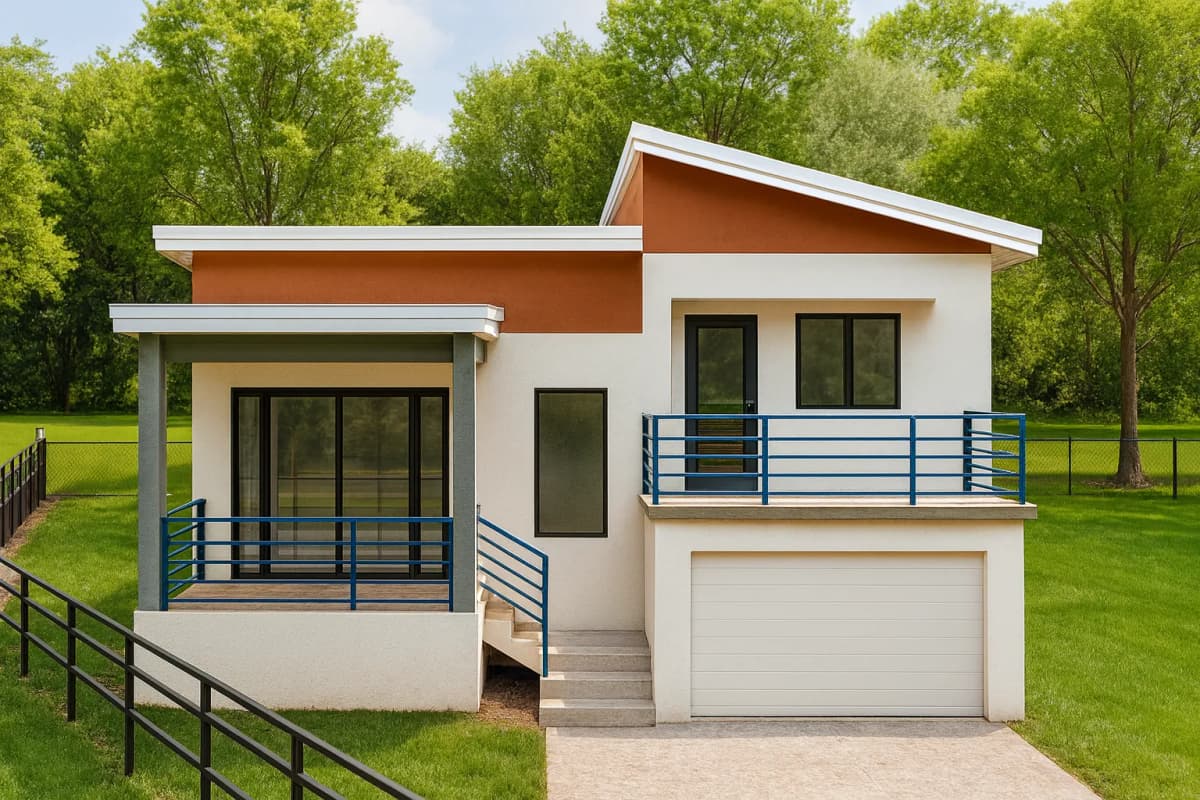 Dos Alas elevation - split-level 2 bedroom 2 bathroom home